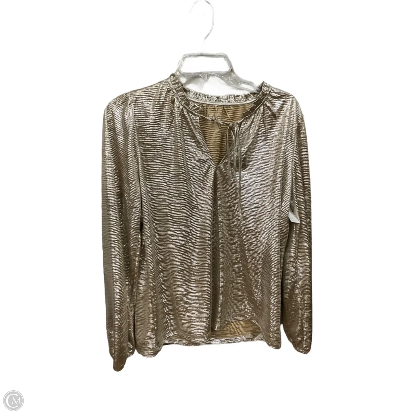 Blouse Long Sleeve By Loft In Gold, Size: S