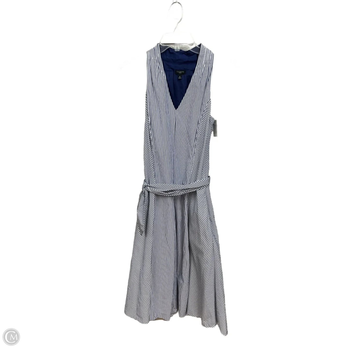 Dress Casual Midi By Talbots In Striped Pattern, Size: M