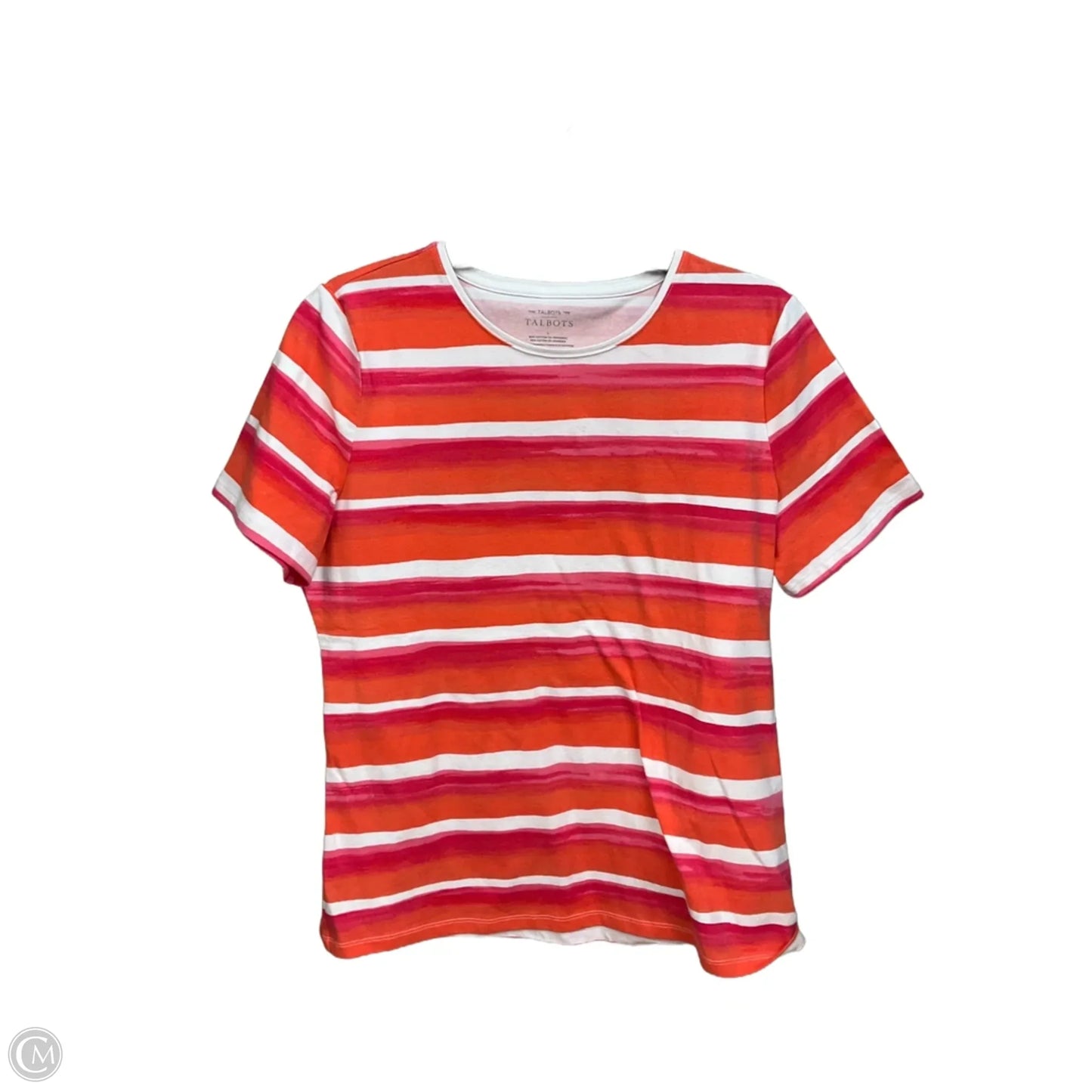 Top Short Sleeve By Talbots In Striped Pattern, Size: L