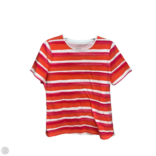 Top Short Sleeve By Talbots In Striped Pattern, Size: L
