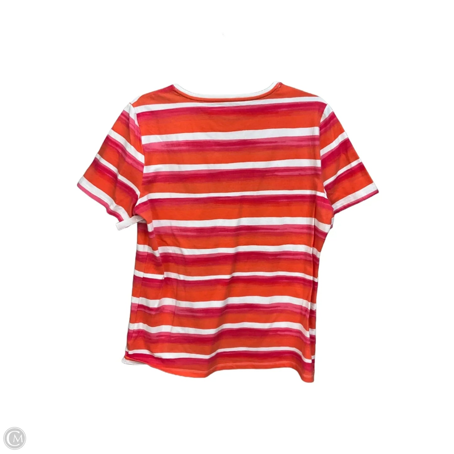 Top Short Sleeve By Talbots In Striped Pattern, Size: L