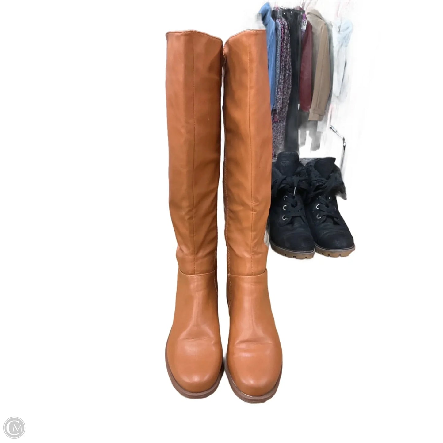 Boots Mid-calf Flats By Clothes Mentor In Tan, Size: 8