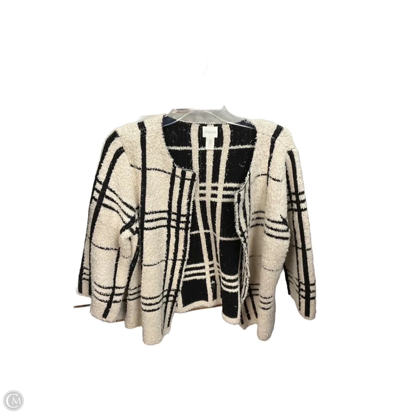 Cardigan By Chicos In Black & Cream, Size: L