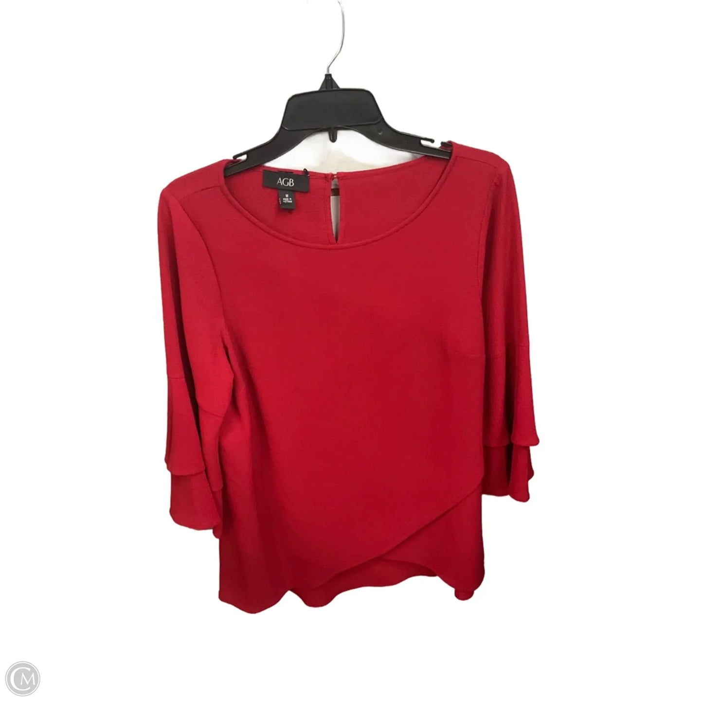 Top 3/4 Sleeve Basic By Agb In Red, Size: M