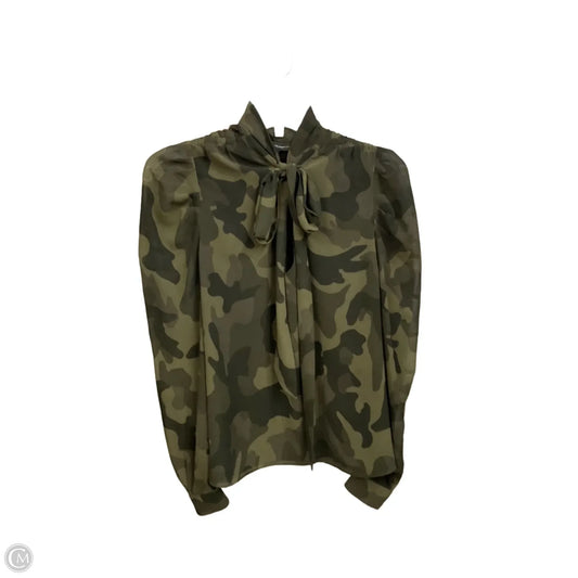 Blouse Long Sleeve By White House Black Market In Camouflage Print, Size: M