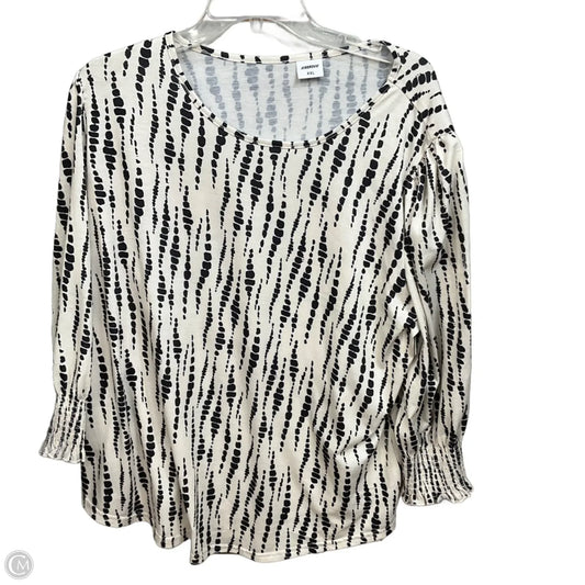 Blouse 3/4 Sleeve By Clothes Mentor In Black & Cream, Size: Xxl