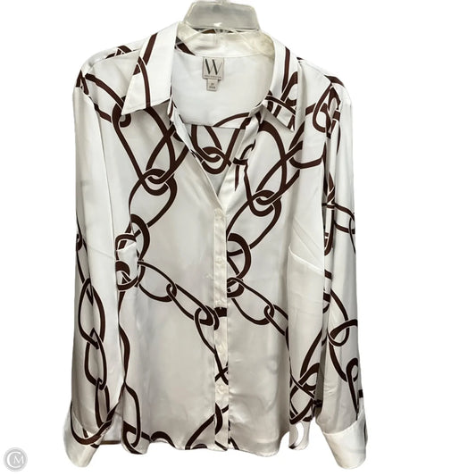 Blouse Long Sleeve By Worthington In Multi-colored, Size: 2x