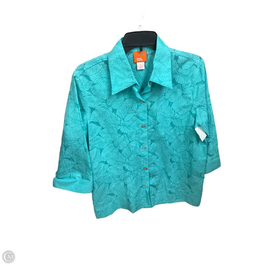 Blouse 3/4 Sleeve By Hearts Of Palm In Teal, Size: M