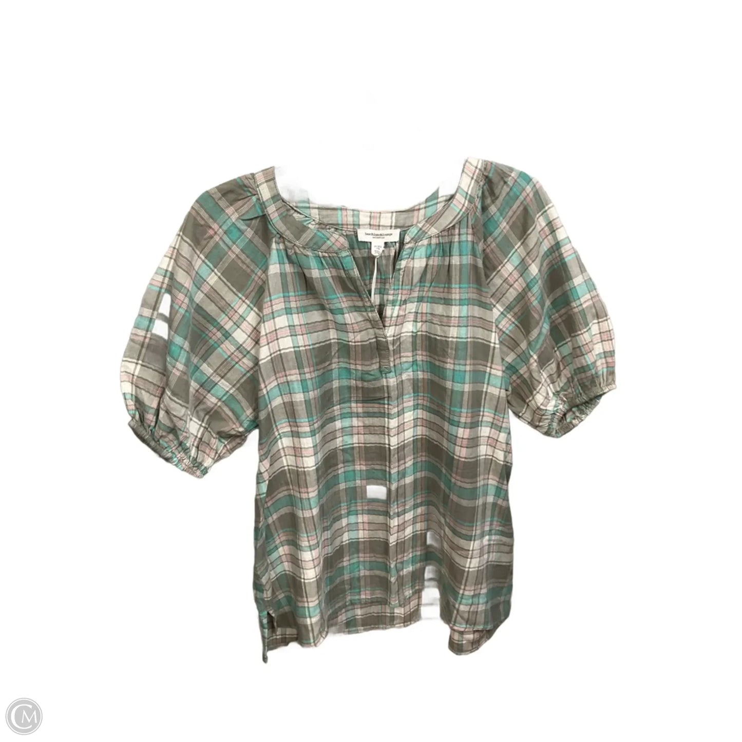 Top Short Sleeve By Beachlunchlounge In Plaid Pattern, Size: Xs