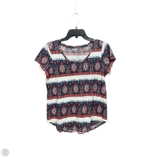 Top Short Sleeve By Lucky Brand In Blue & Red & White, Size: M