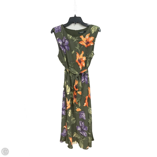 Dress Casual Midi By Lauren By Ralph Lauren In Floral Print, Size: L