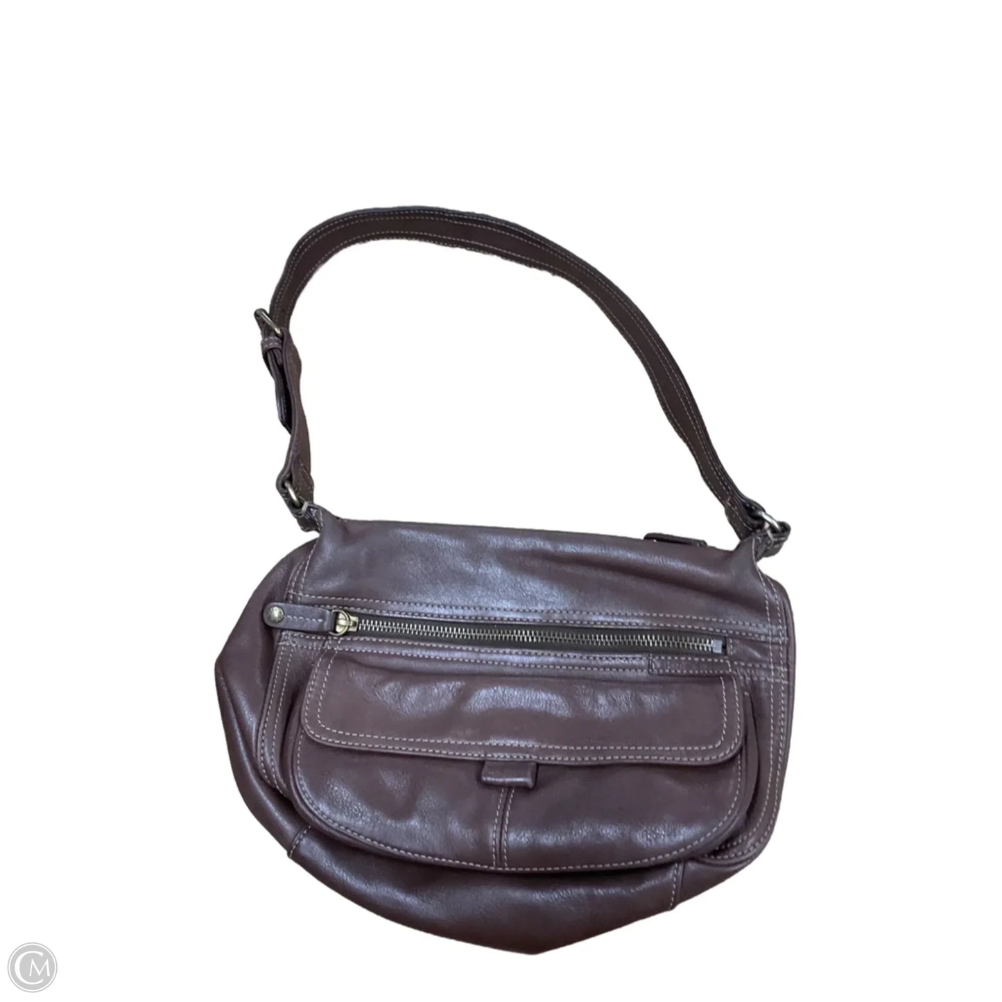 Handbag Leather By Fossil, Size: Medium