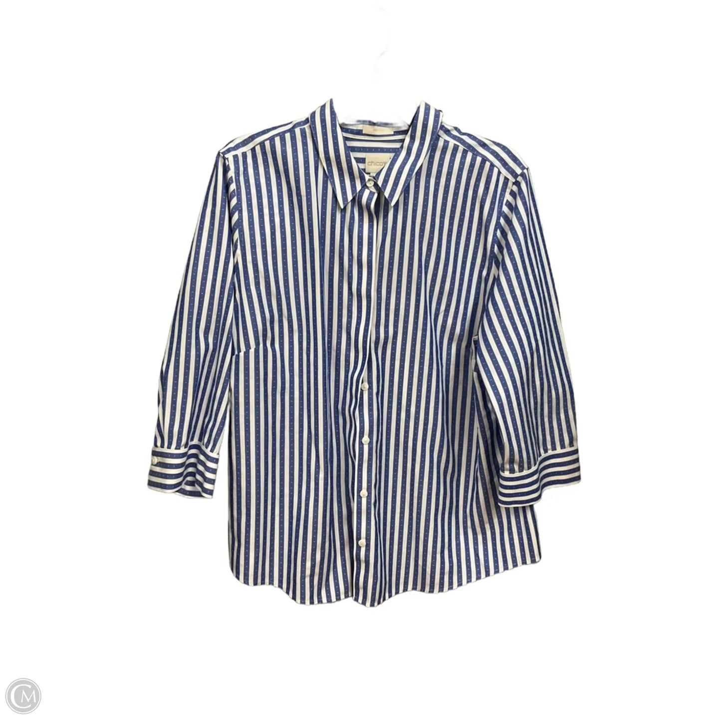 Blouse Long Sleeve By Chicos In Striped Pattern, Size: Xl