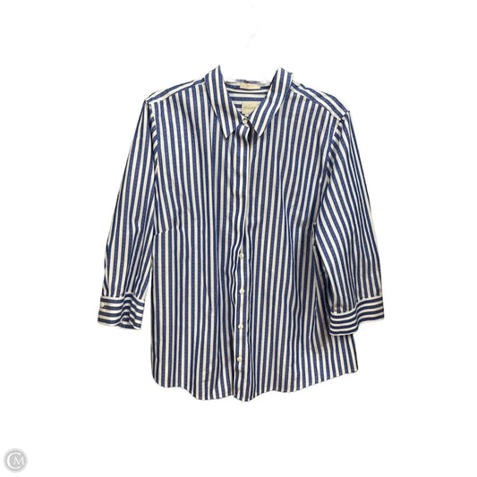 Blouse Long Sleeve By Chicos In Striped Pattern, Size: Xl