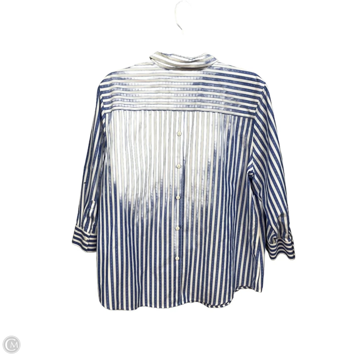Blouse Long Sleeve By Chicos In Striped Pattern, Size: Xl