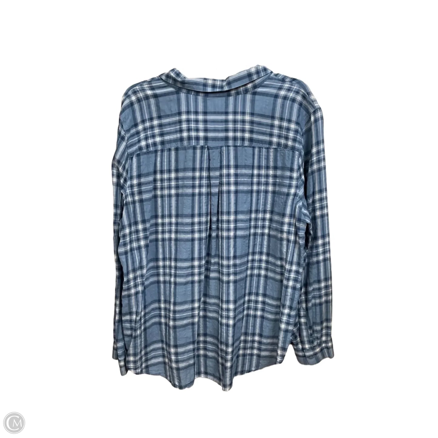 Blouse Long Sleeve By Ana In Plaid Pattern, Size: Xxl