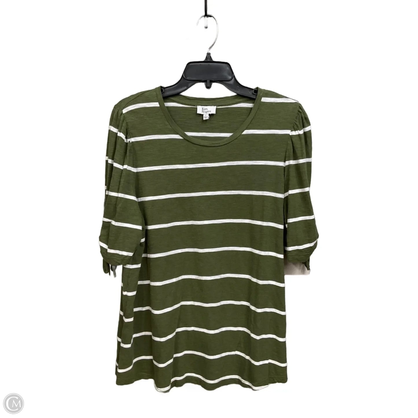 Top Short Sleeve By Kim Rogers In Striped Pattern, Size: L