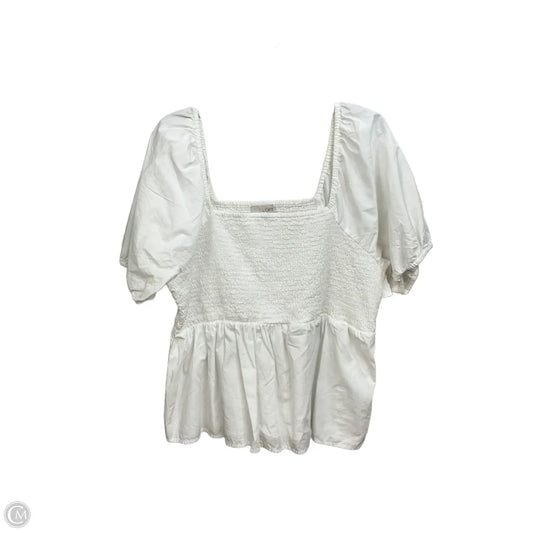 Top Short Sleeve Basic By Loft In White, Size: Xxl