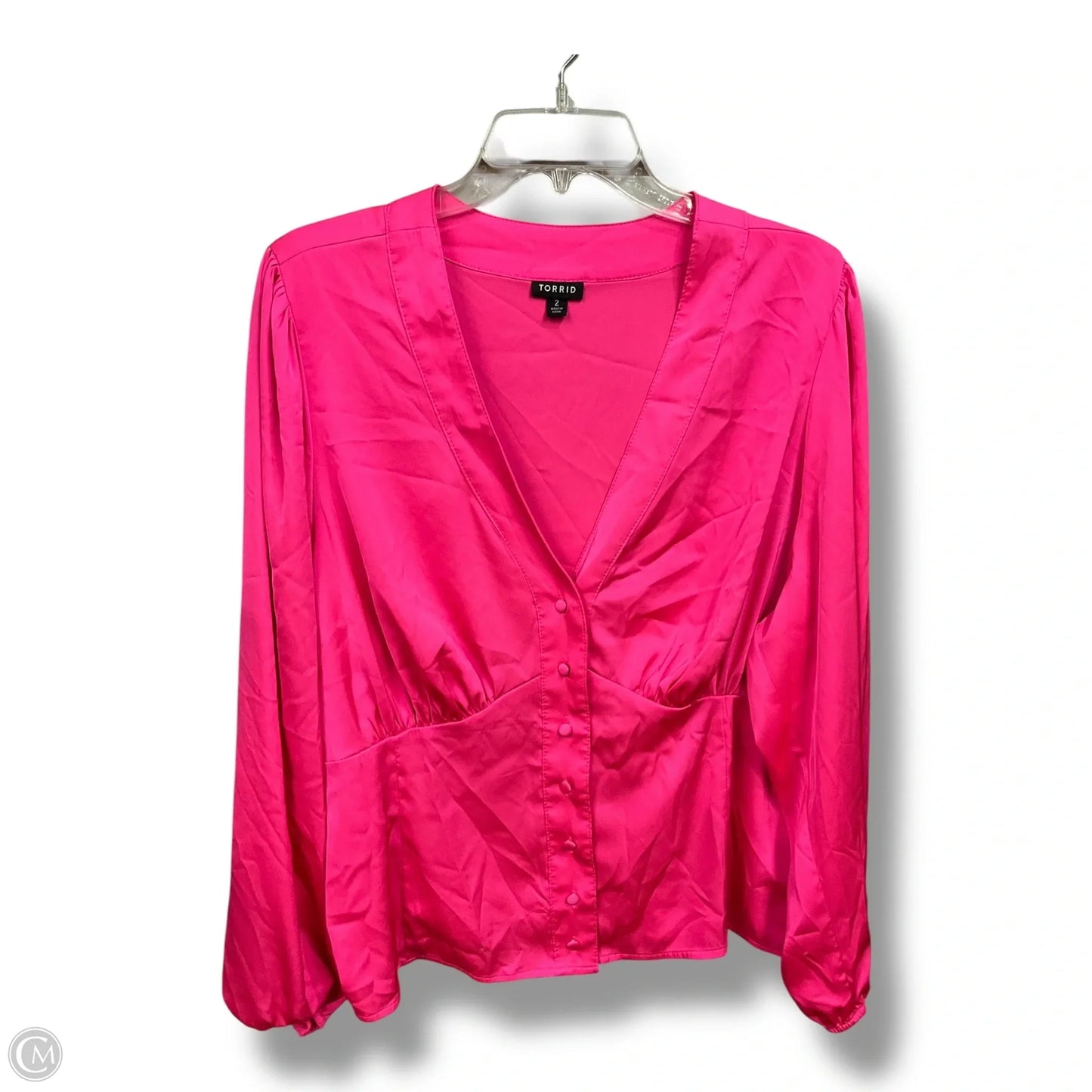 Blouse Long Sleeve By Torrid In Pink, Size: L
