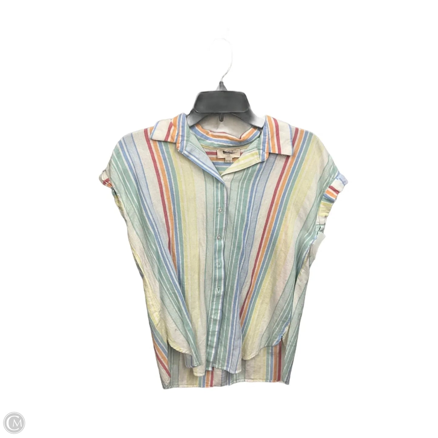 Top Short Sleeve By Loft In Striped Pattern, Size: Mp