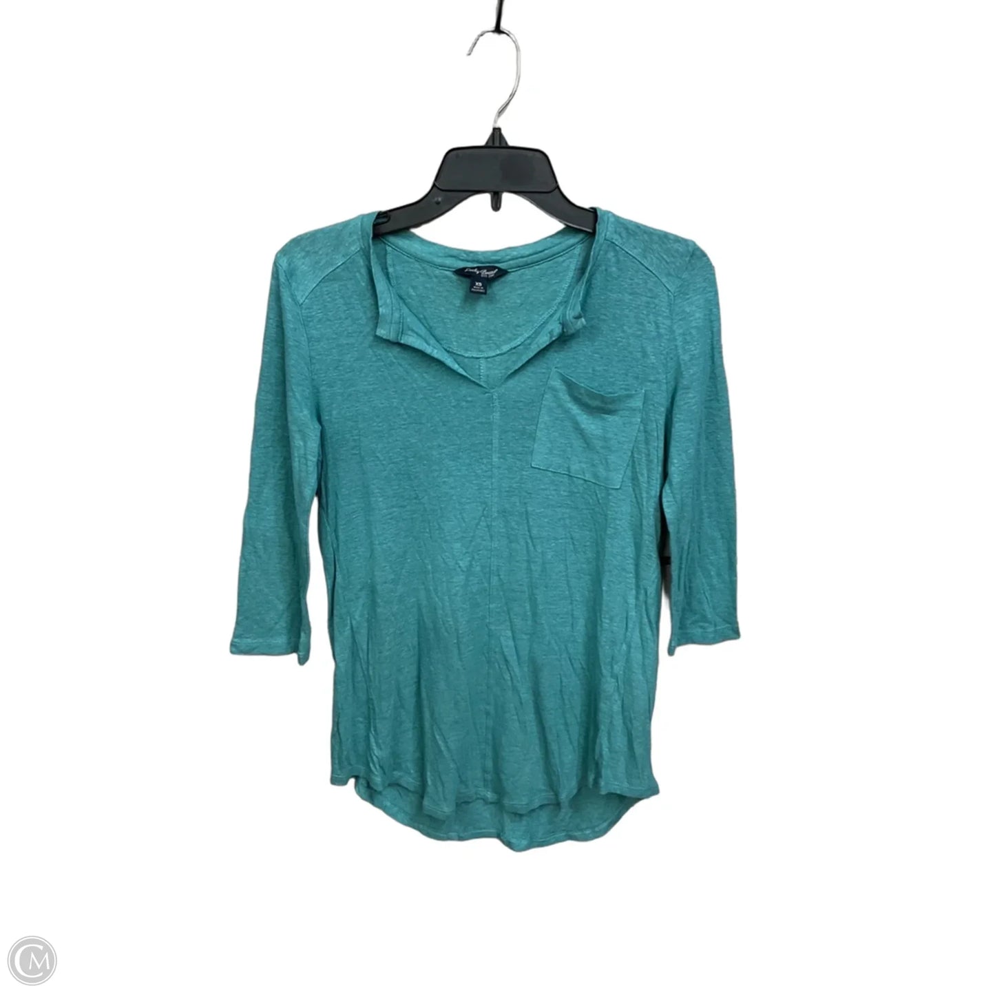 Top 3/4 Sleeve Basic By Lucky Brand In Teal, Size: Xs