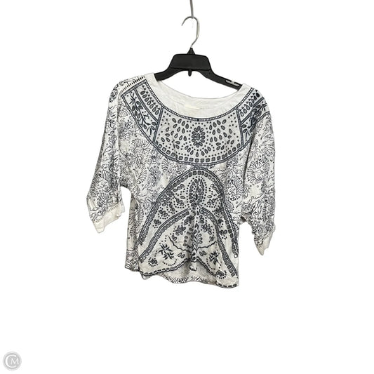 Top 3/4 Sleeve By Maeve In Blue & White, Size: M