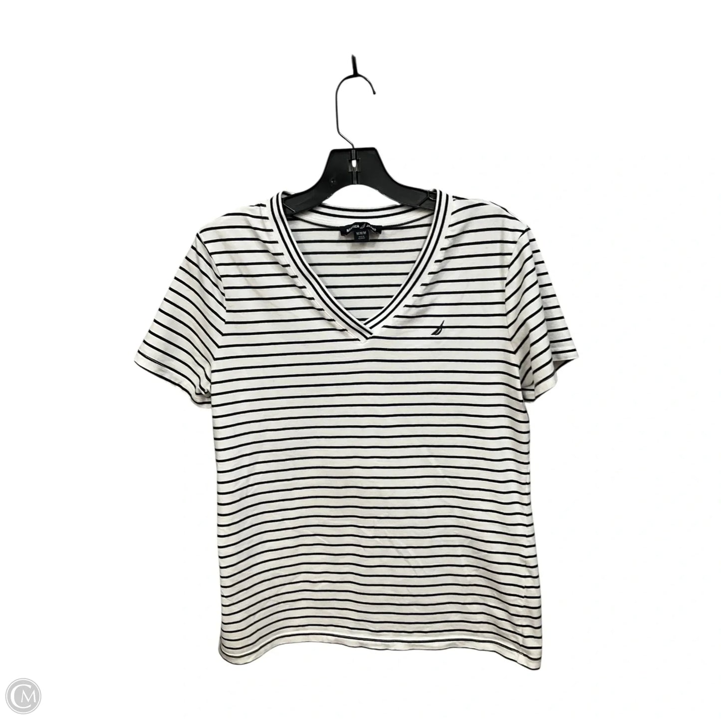 Top Short Sleeve By Nautica In Striped Pattern, Size: M