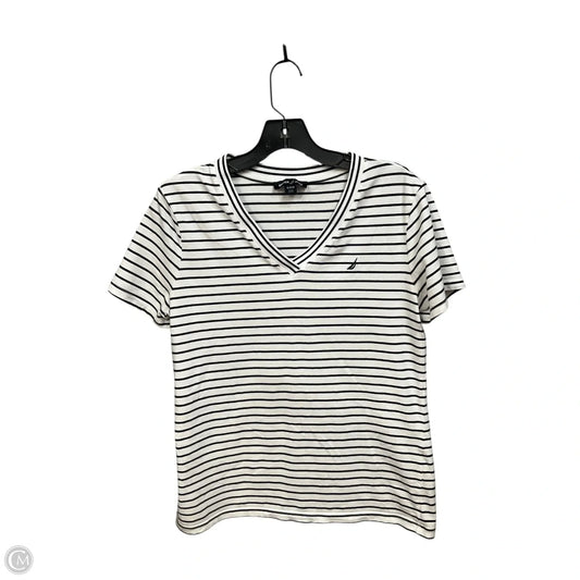 Top Short Sleeve By Nautica In Striped Pattern, Size: M