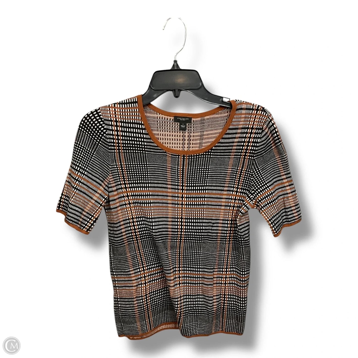 Top Short Sleeve By Ann Taylor In Black & Brown, Size: S
