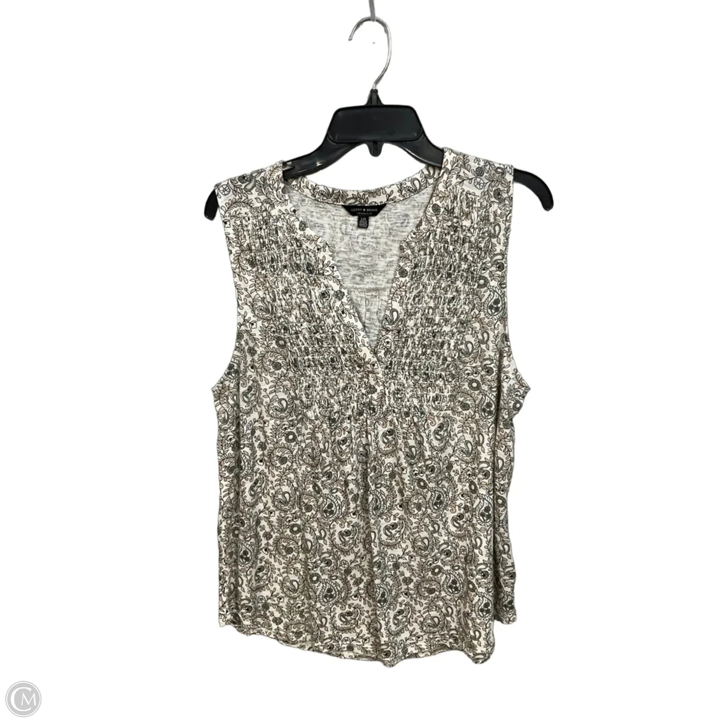 Top Sleeveless By Lucky Brand In Tan & White, Size: L