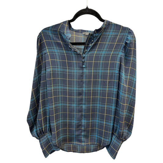 Blouse Ls By Ann Taylor In Blue & Green, Size:S