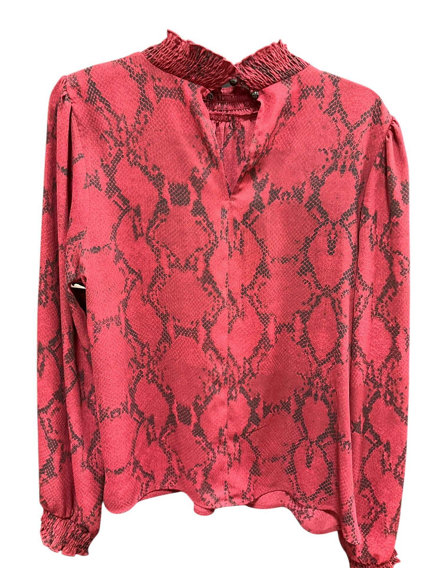 Top Long Sleeve Basic By Banana Republic In Snakeskin Print, Size: L