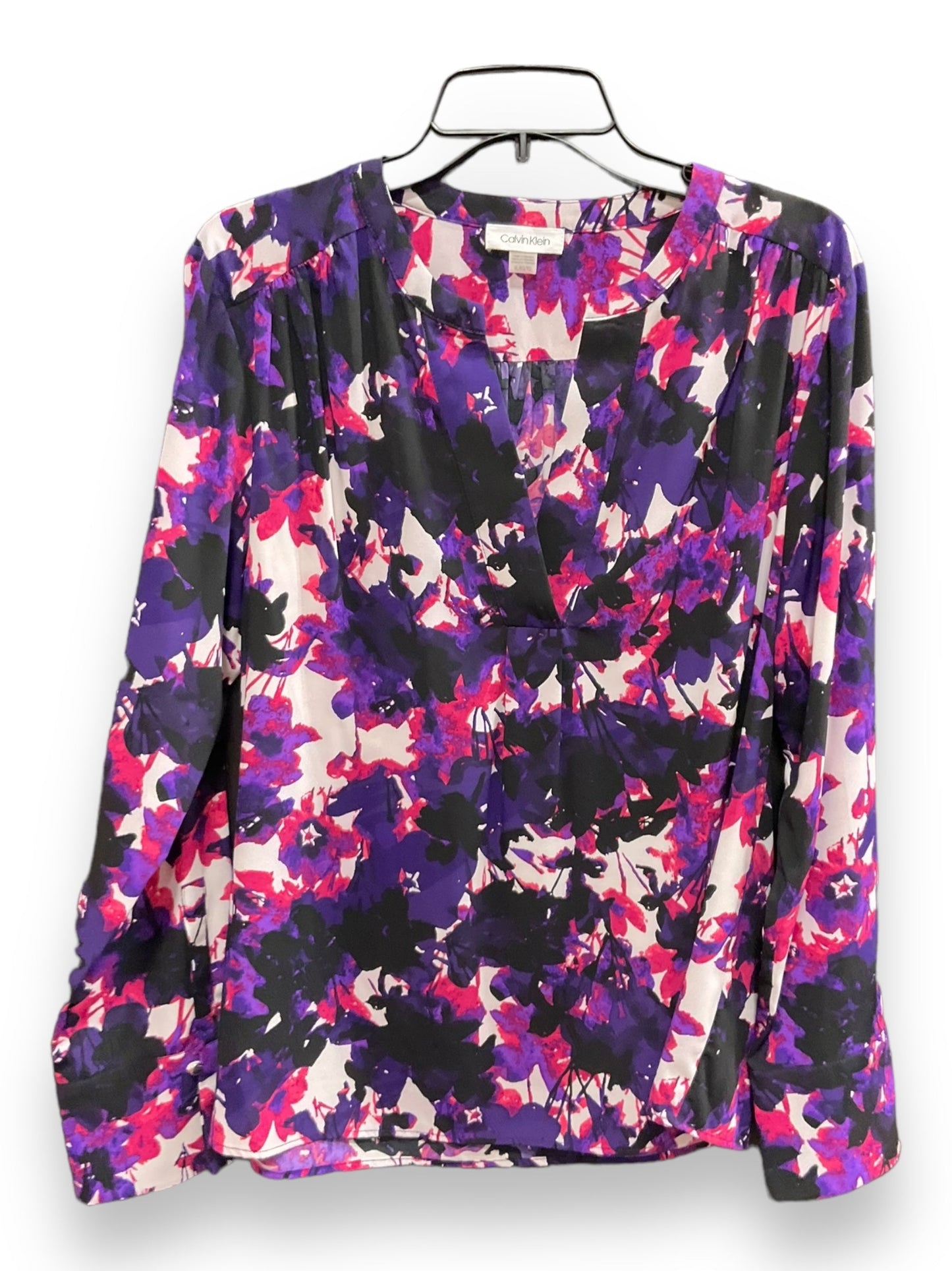 Purple & White Top Long Sleeve Calvin Klein, Size Xl