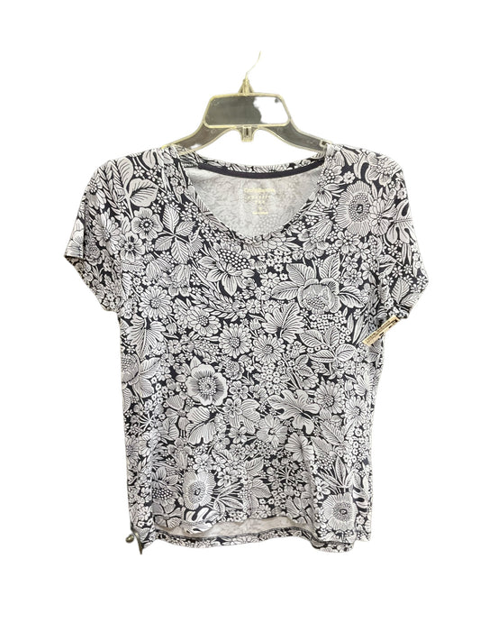 Floral Print Top Short Sleeve Basic Croft And Barrow, Size S
