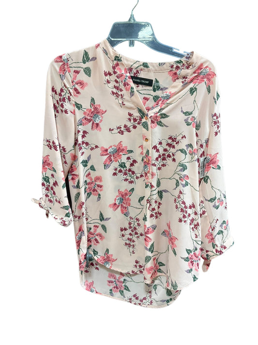 Floral Print Top 3/4 Sleeve Basic Ivanka Trump, Size S