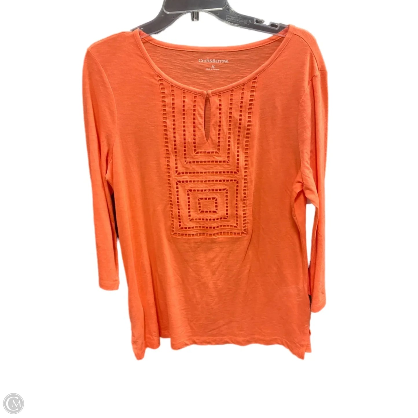 Top 3/4 Sleeve Basic By Croft And Barrow In Orange, Size: M