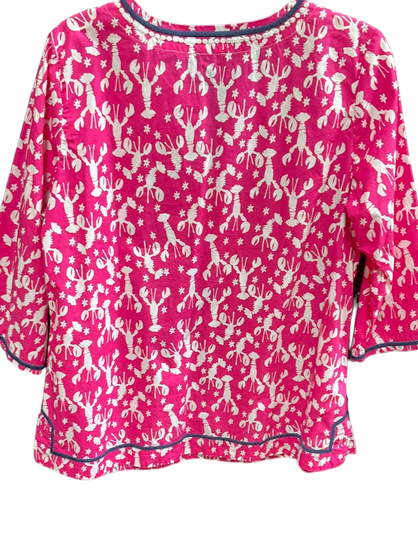 Pink & White Top 3/4 Sleeve Basic Talbots, Size L