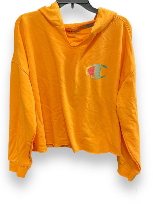 Orange Athletic Sweatshirt Hoodie Champion, Size L