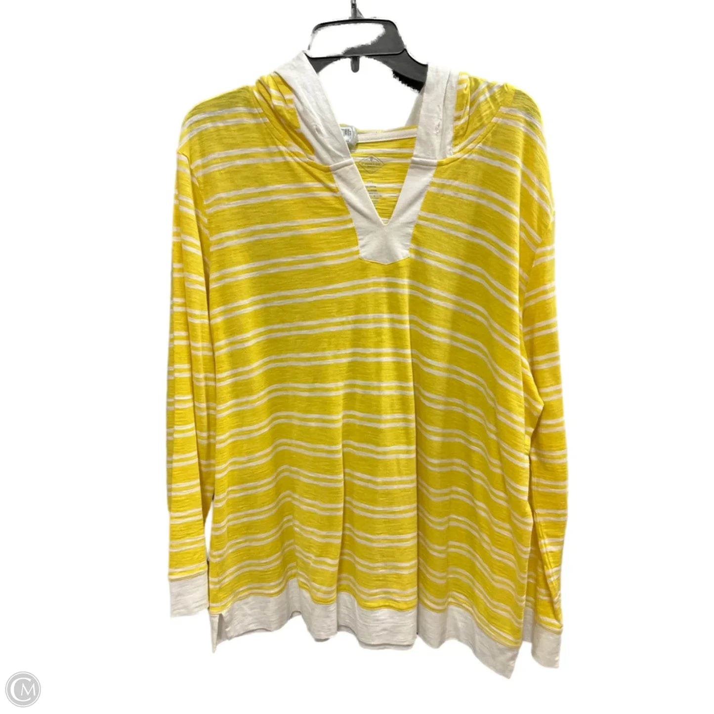 Top Long Sleeve By St Johns Bay In White & Yellow, Size: Xxl
