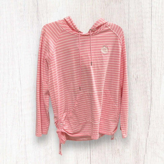 Pink & White Athletic Top Long Sleeve Hoodie Lauren By Ralph Lauren, Size 1x