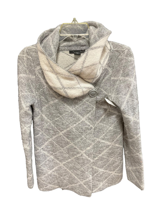 Sweater Cardigan By Tahari By Arthur Levine In Grey, Size: M