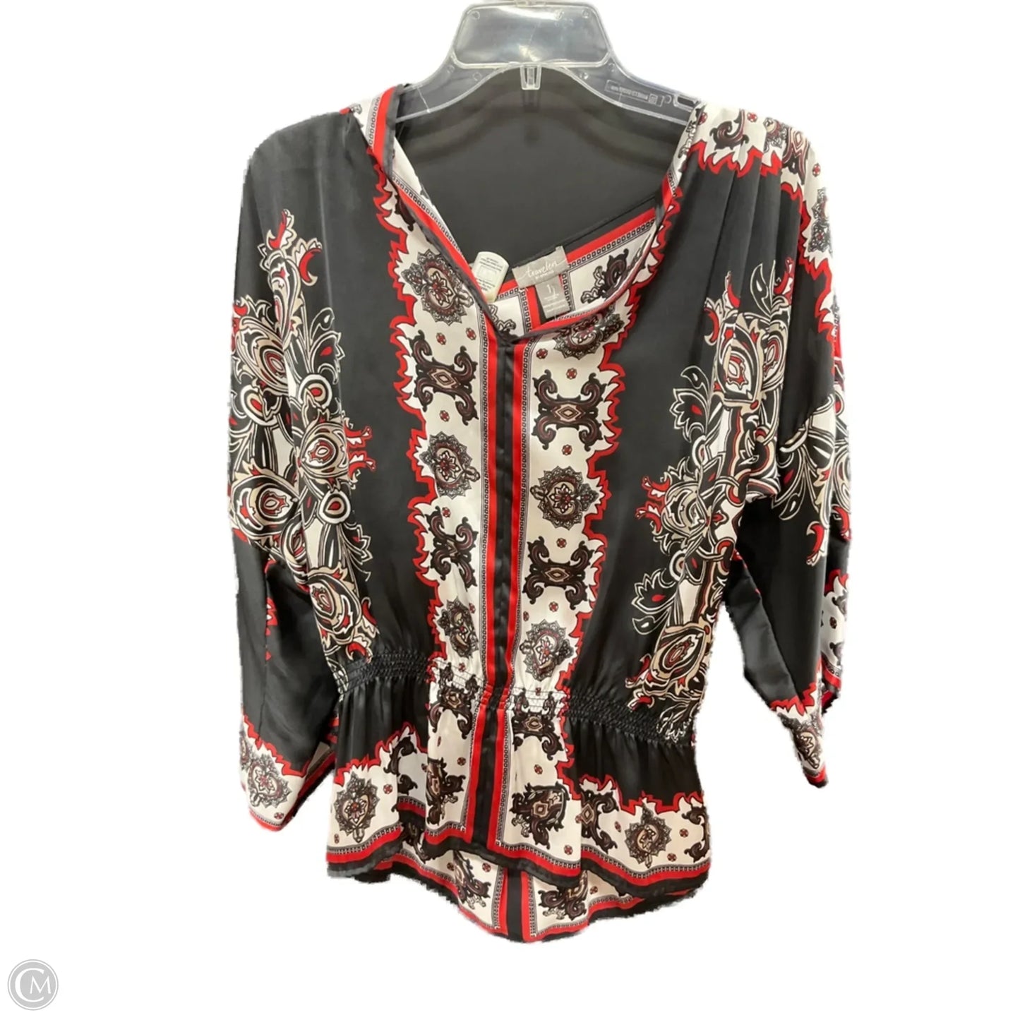 Top 3/4 Sleeve Basic By Chicos In Black & White, Size: S