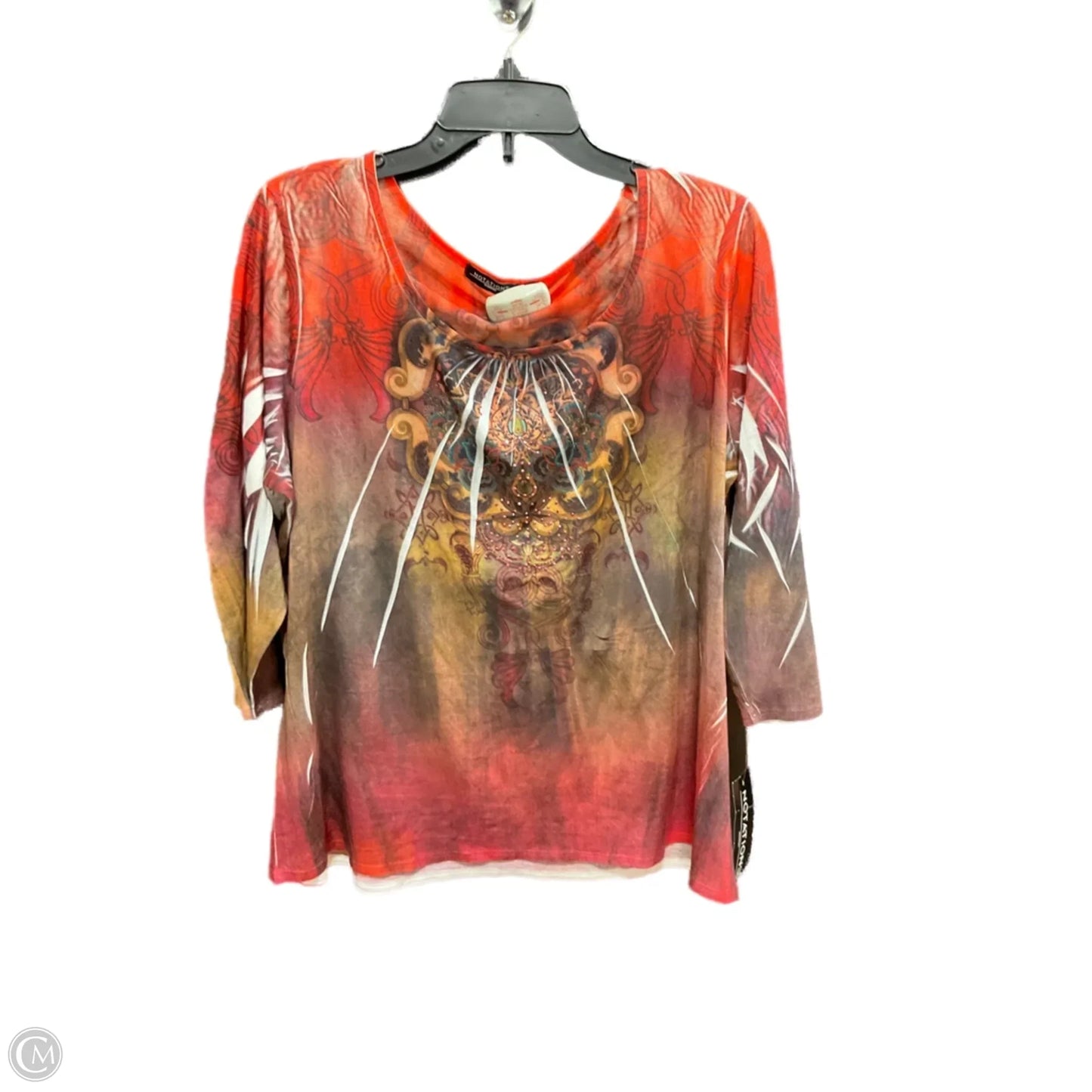 Top 3/4 Sleeve Basic By Notations In Multi-colored, Size: 2x