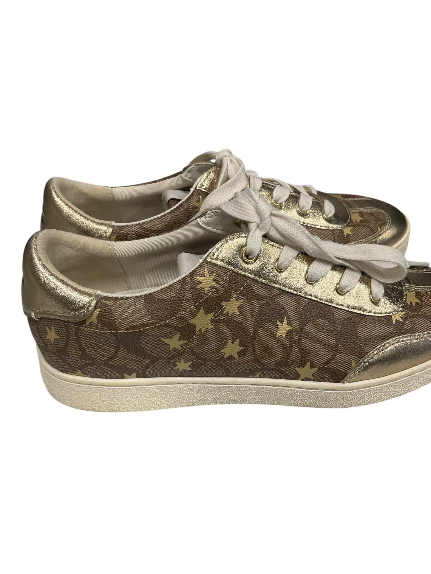 Shoes Designer By Coach In Gold & Tan, Size: 9