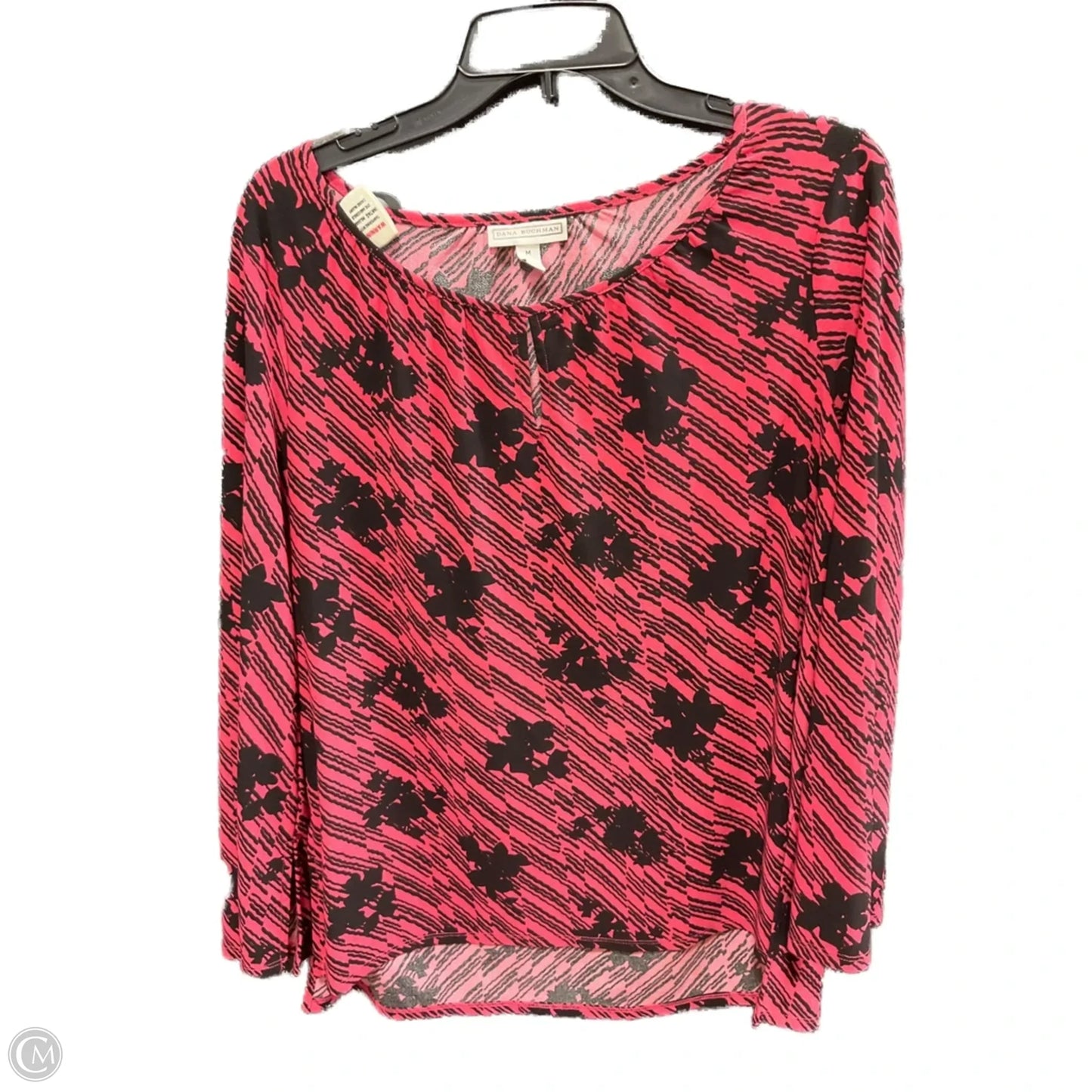 Top Long Sleeve Basic By Dana Buchman In Black & Red, Size: M