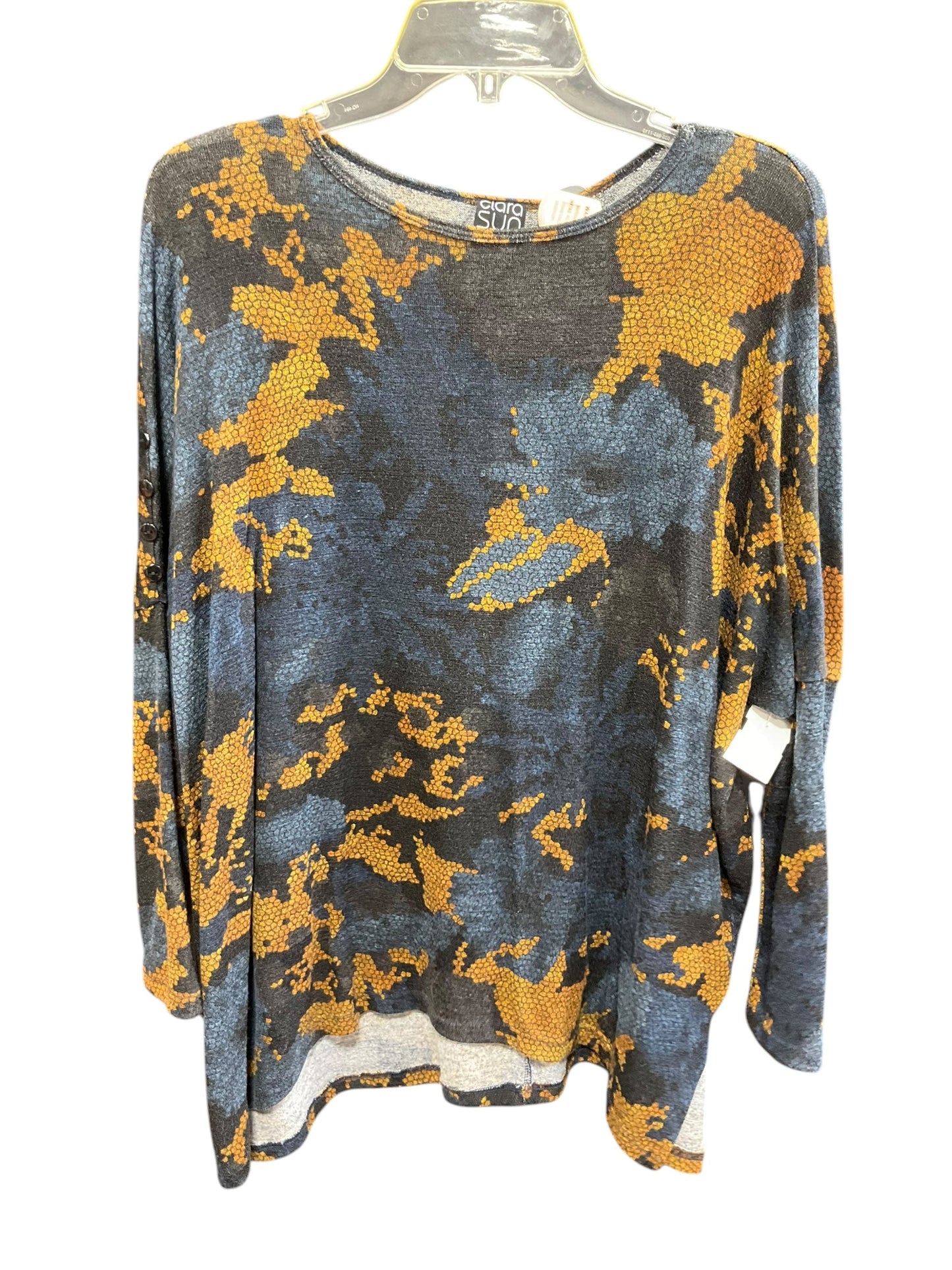 Top 3/4 Sleeve Basic By Clara Sun Woo In Blue & Gold, Size: Xs