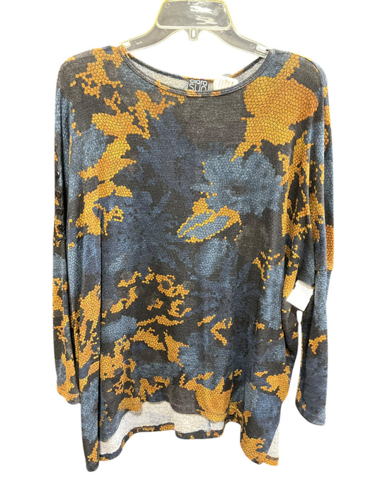 Top 3/4 Sleeve Basic By Clara Sun Woo In Blue & Gold, Size: Xs