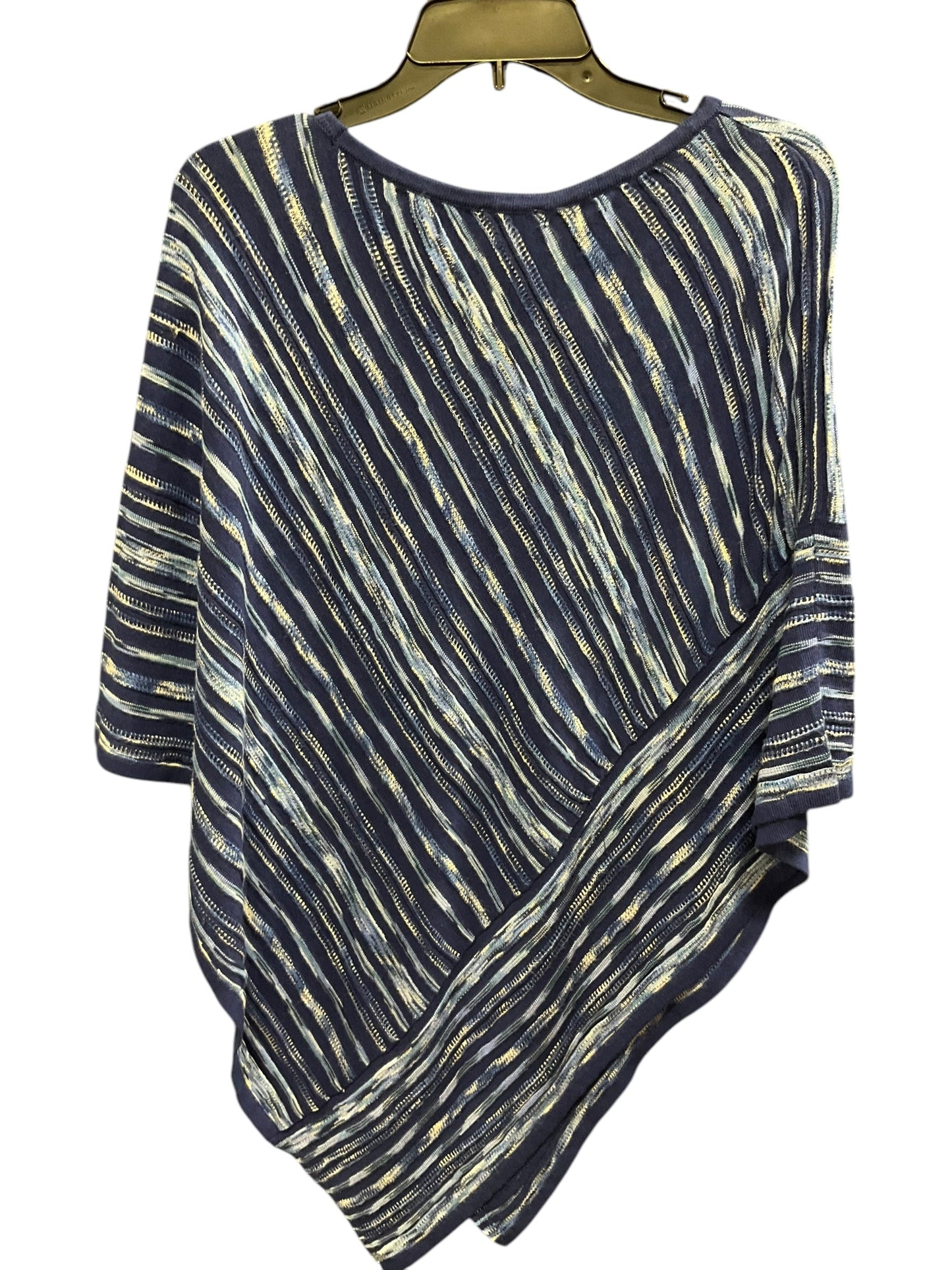 Poncho By Chicos In Blue & White, Size: S