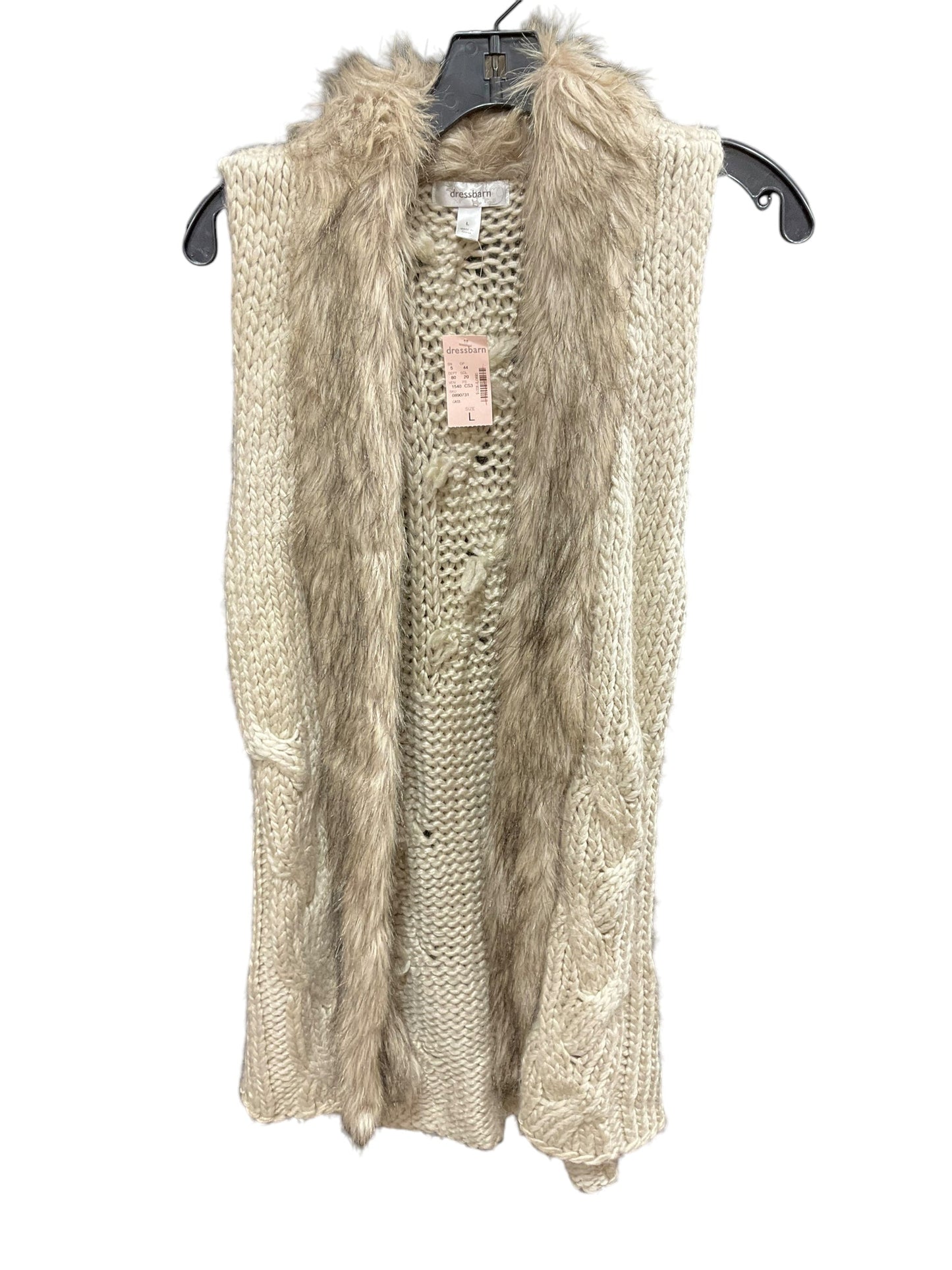 Vest Faux Fur & Sherpa By Dressbarn In Tan, Size: L