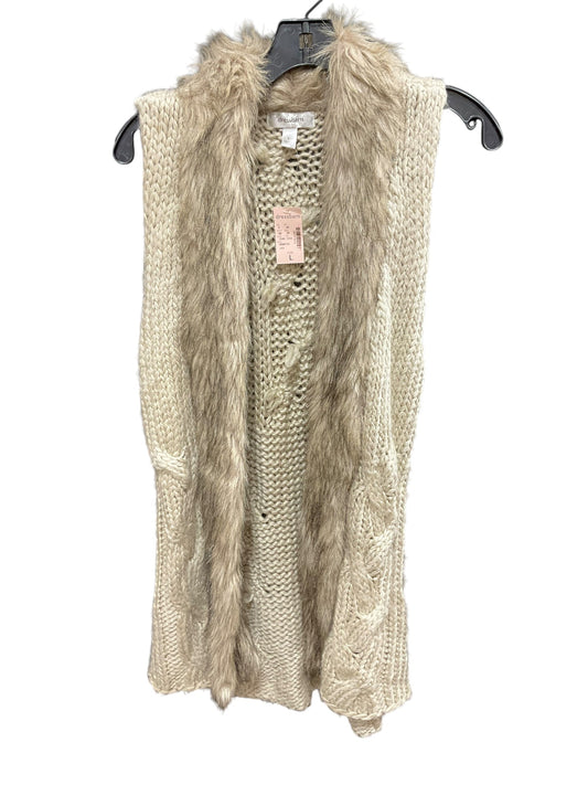 Vest Faux Fur & Sherpa By Dressbarn In Tan, Size: L